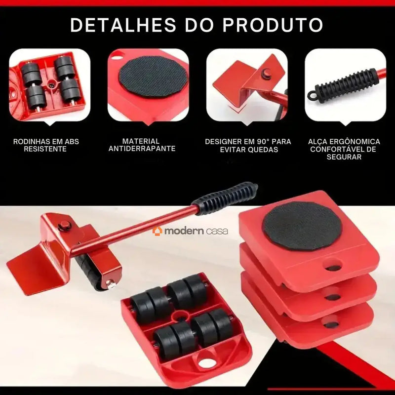 Movedor e Levantador para Móveis - Kit 5 Peças