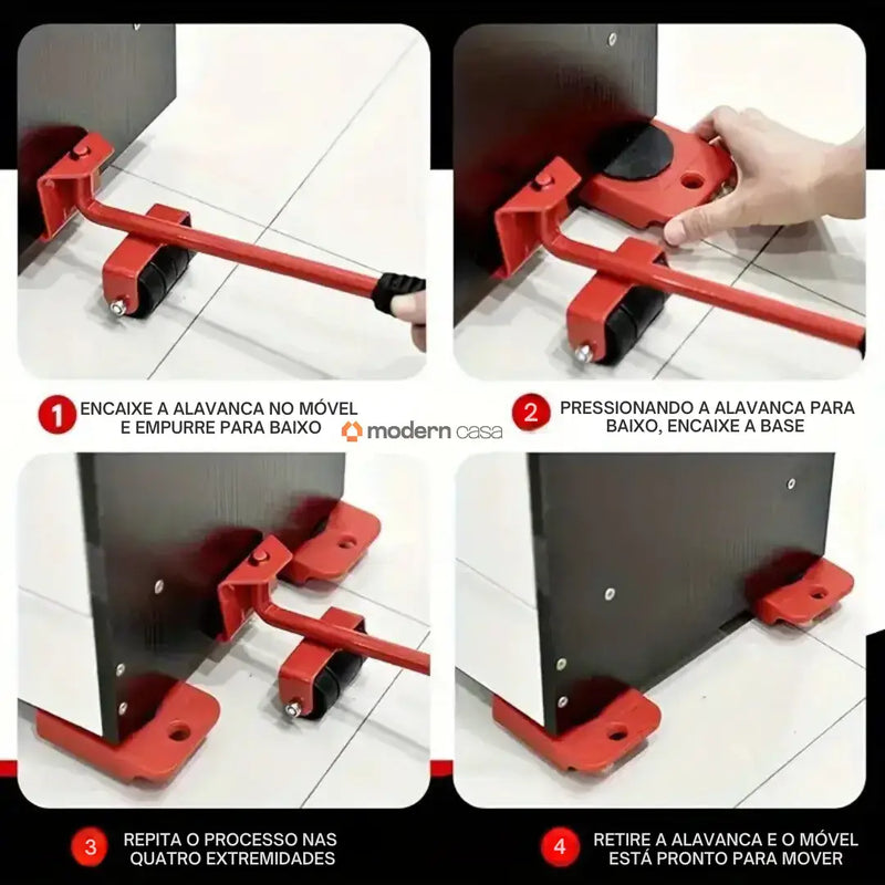 Movedor e Levantador para Móveis - Kit 5 Peças