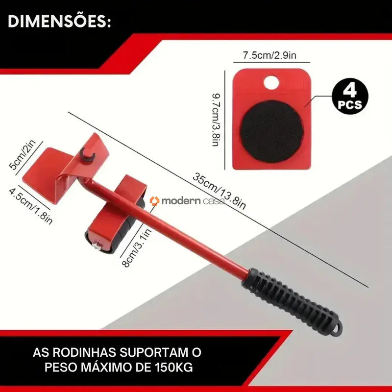 Movedor e Levantador para Móveis - Kit 5 Peças